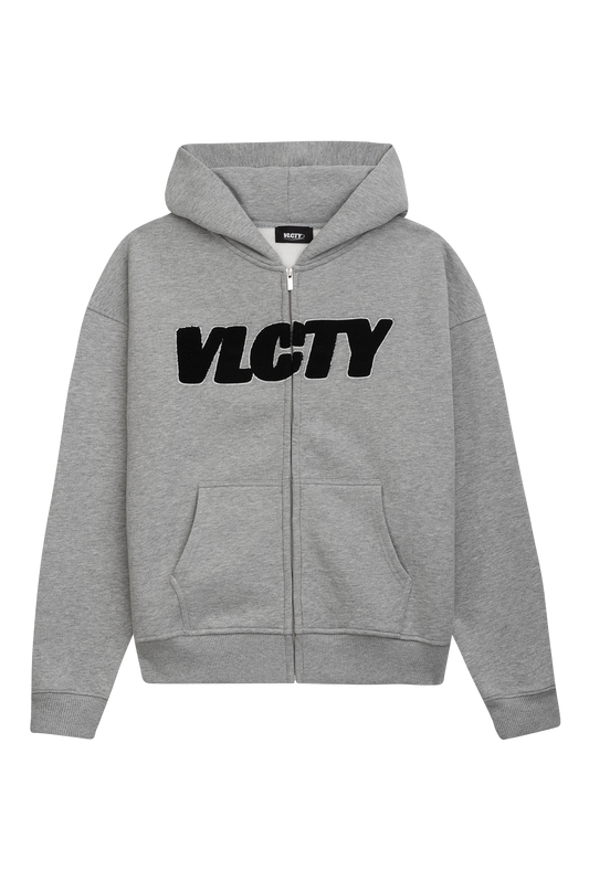 LOGO ZIP HOODIE MELANGE GREY